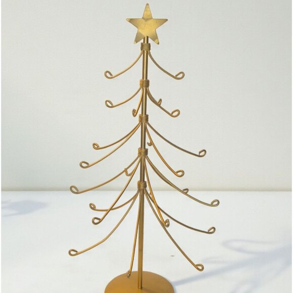 Gold Wire Metal Christmas Tree ornament holder Star Topper 24 Branches 20" - Picture 1 of 4